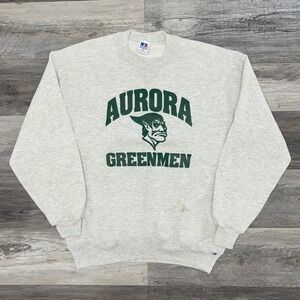 Vintage Russell Athletic 90s Aurora‎ Greenmen Gray XL Football HS Sweatshirt